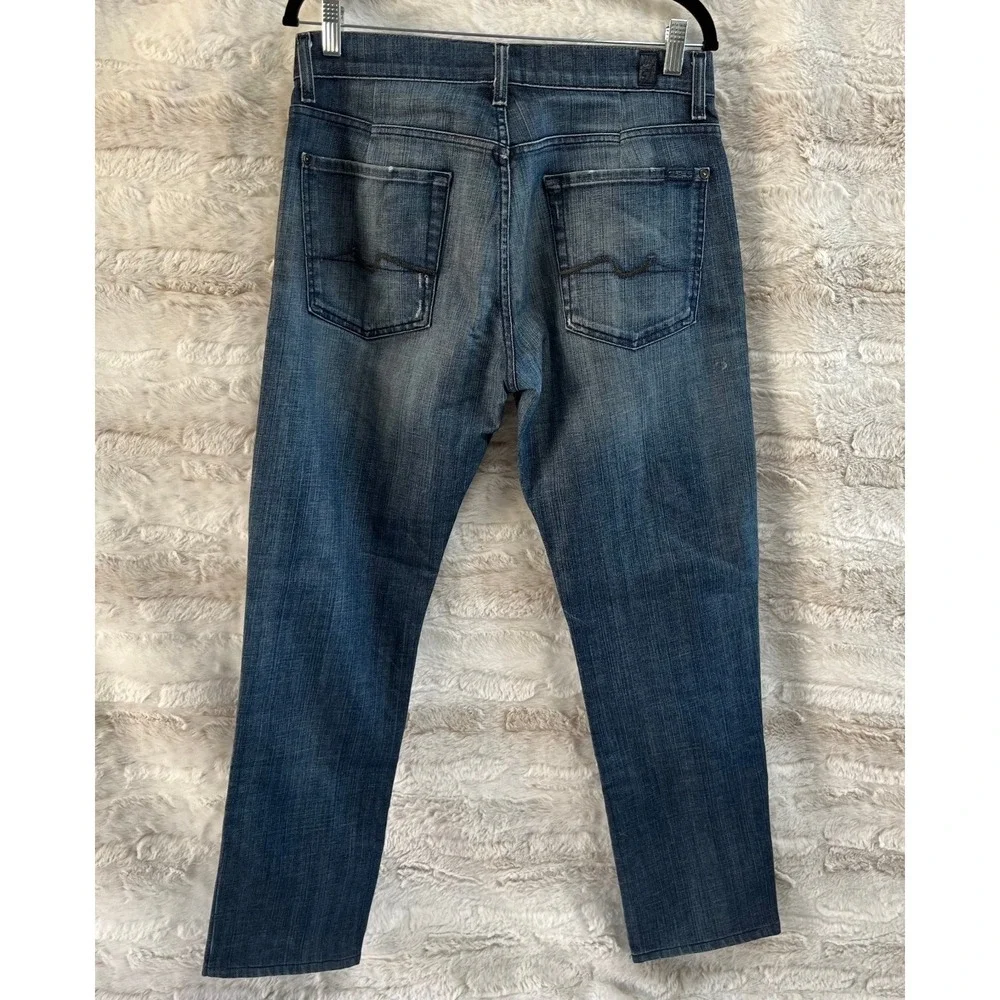 7 For All Mankind Bootcut Jeans Mens‎ 32x29 Dark Distressed Faded Stretch